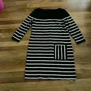 Garnet Hill 100% cotton button-back striped dress